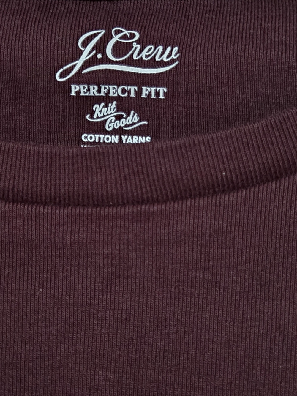 J.Crew Perfect Fit Wine Plum Long Sleeve Crew Neck Cotton Knit Tee Top L Casual - Picture 4 of 6